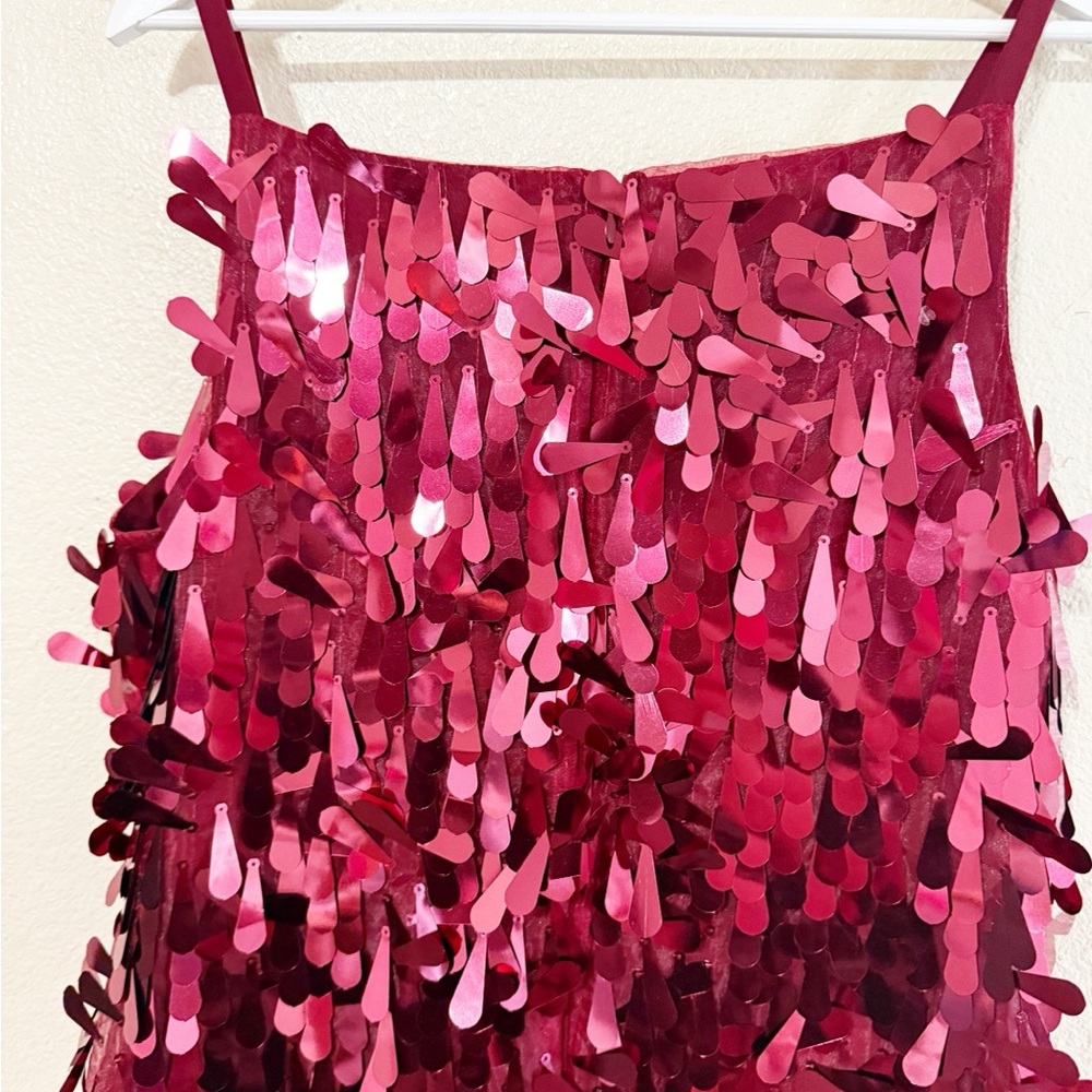Hutch Sleeveless Sequin Pailette Red Midi Maxi Square Neck Dress size large - Picture 11 of 12